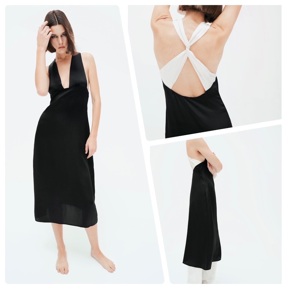 ZARA CROSS BACK SILK DRESS